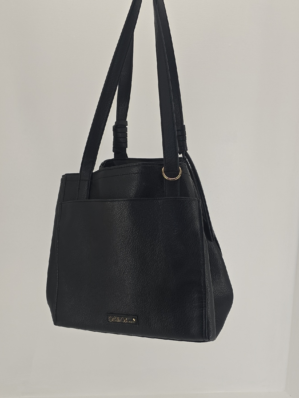 The Pioneer Woman Black Shoulder Tote with Gold Accent